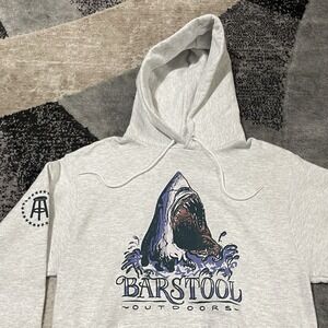 Barstool Sports X Champion Sweatshirt Hoodie Men Small Gray Pullover Shark Jaws